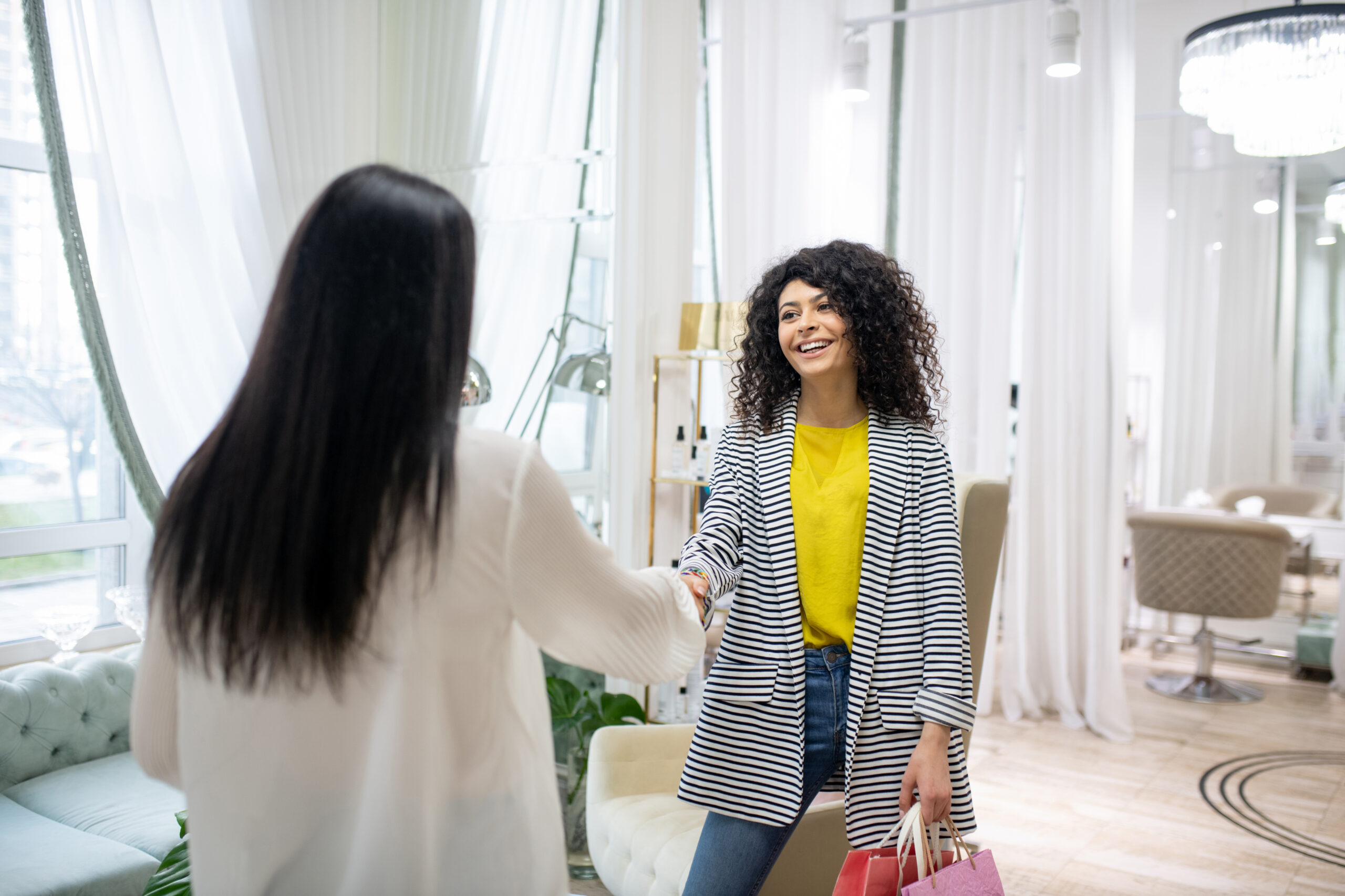Customer approaching a sales rep